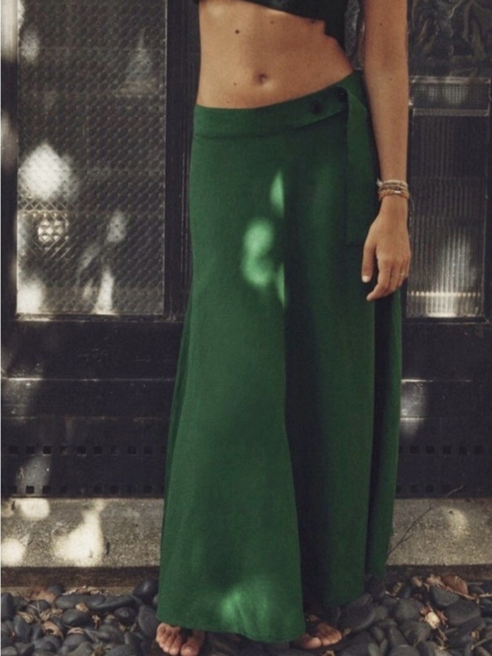 Linen blend Midi Skirt Green xsmall - Picture 8 of 10